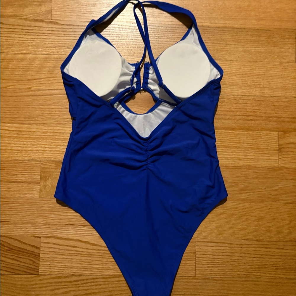 Blue One-Piece women’s Swimsuit with Cutout - Picture 2 of 3